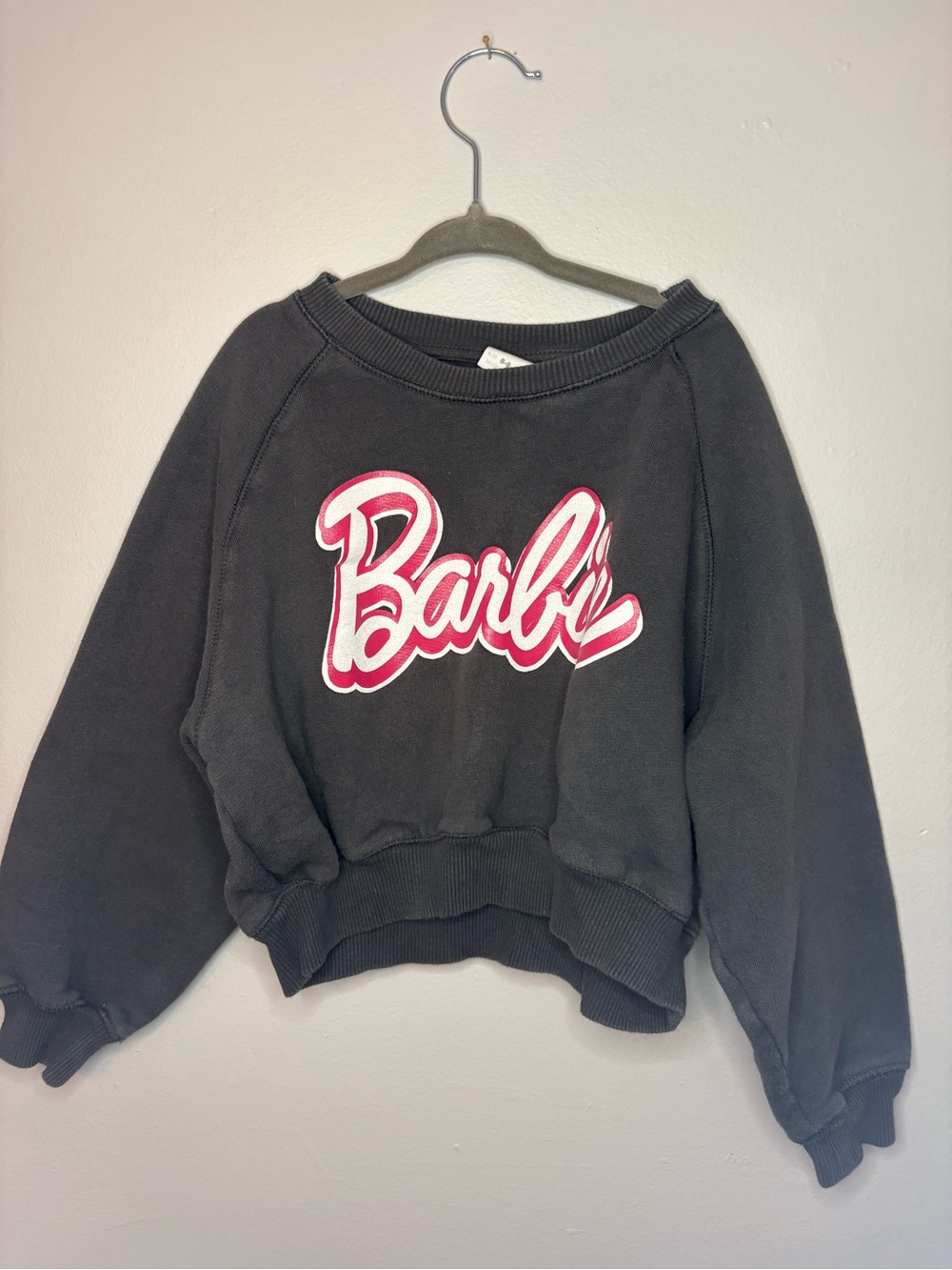 Zara Gray Cropped Barbie Crewneck